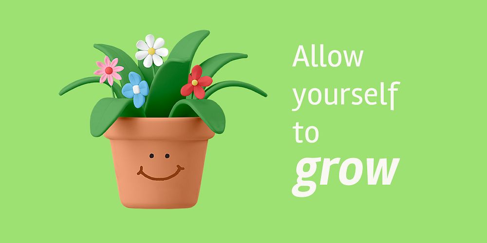 Happy houseplant Twitter post template, self-love quote psd