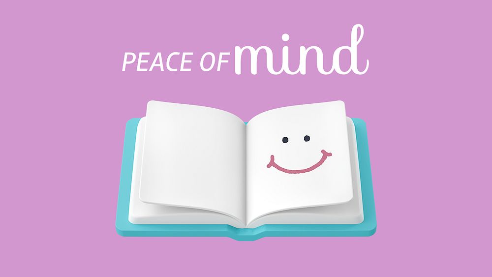Peace of mind banner template, cute purple design psd