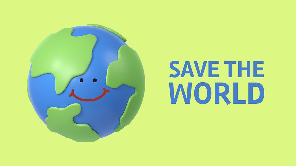 Save the world presentation template, 3D environment, globe illustration psd