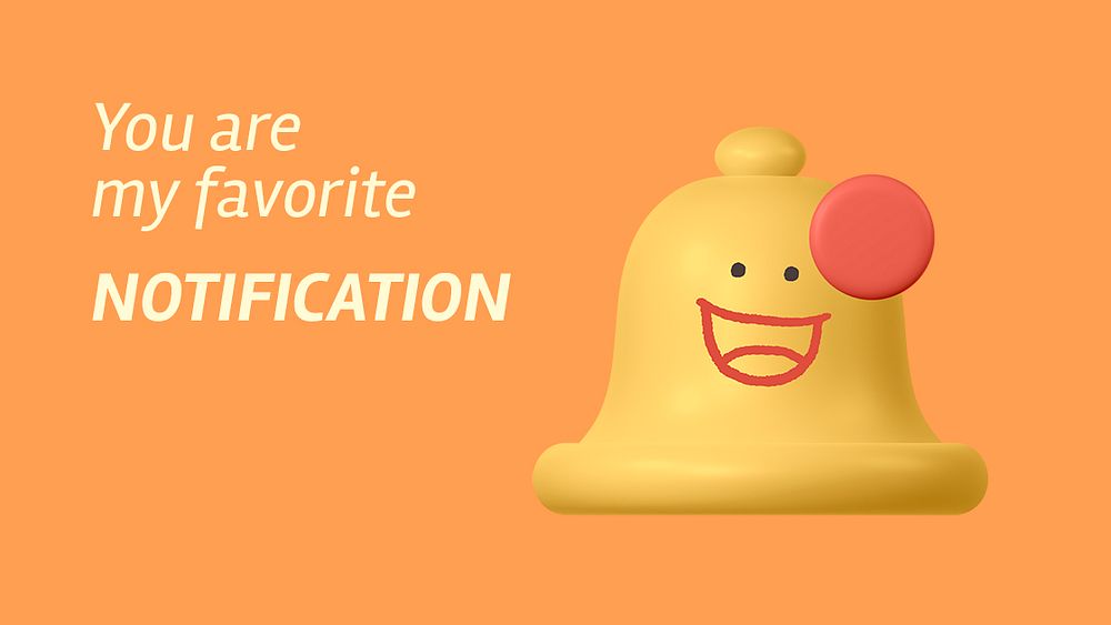 Favorite notification banner template, 3D bell illustration psd