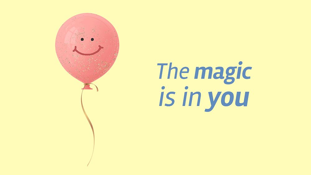 Pink balloon Powerpoint presentation template, positive quote psd