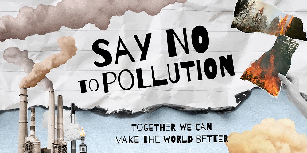 Stop pollution Twitter post template, editable design psd