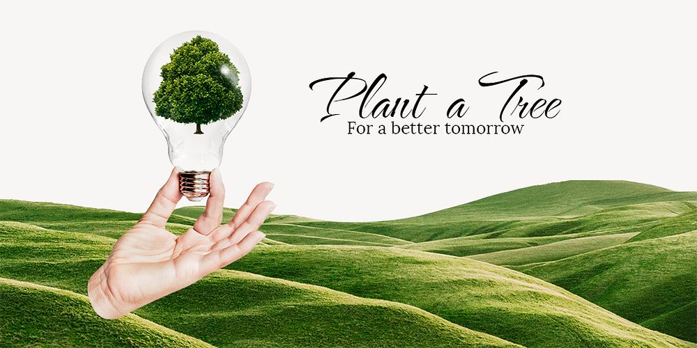 Plant trees Twitter ad template, editable design psd
