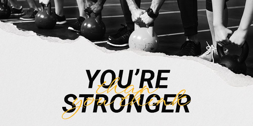 You're stronger Twitter post template, inspirational sports quote psd
