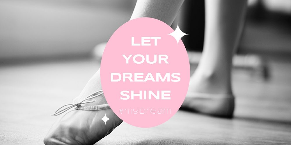 Ballerina aesthetic Twitter post template, motivational quote psd
