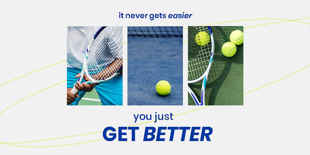 Motivational sports Twitter post template, tennis photo psd