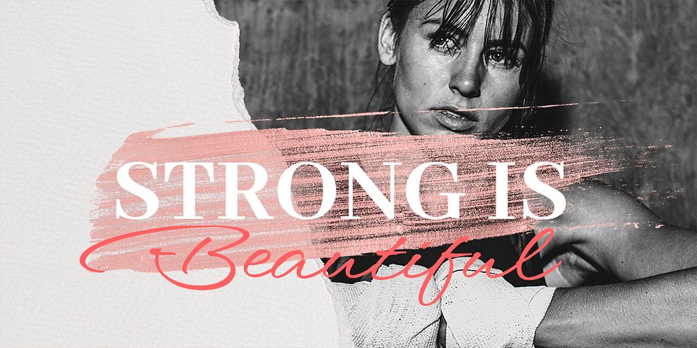 Strong woman Twitter ad template, sports aesthetic design psd