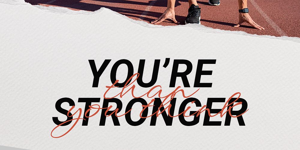 You're stronger Twitter ad template, inspirational sports quote psd