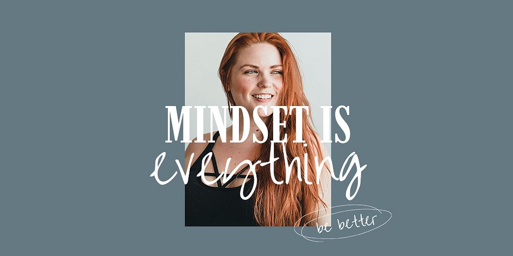 Wellness aesthetic Twitter ad template, mindset is everything quote psd