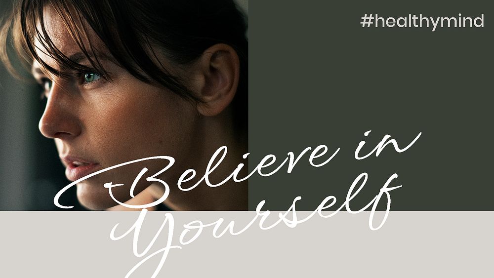 Believe in yourself banner template, inspirational wellness quote psd