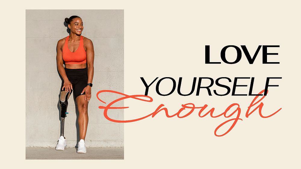 Love yourself blog banner template, sports wellness aesthetic psd
