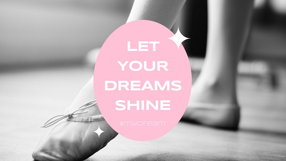 Ballerina aesthetic blog banner template, motivational quote psd