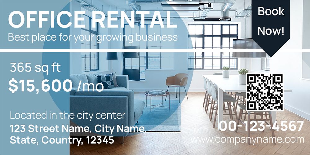 Office rental Twitter ad template, editable text psd