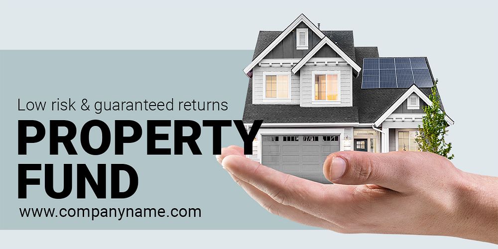 Property fund Twitter ad template, editable text psd
