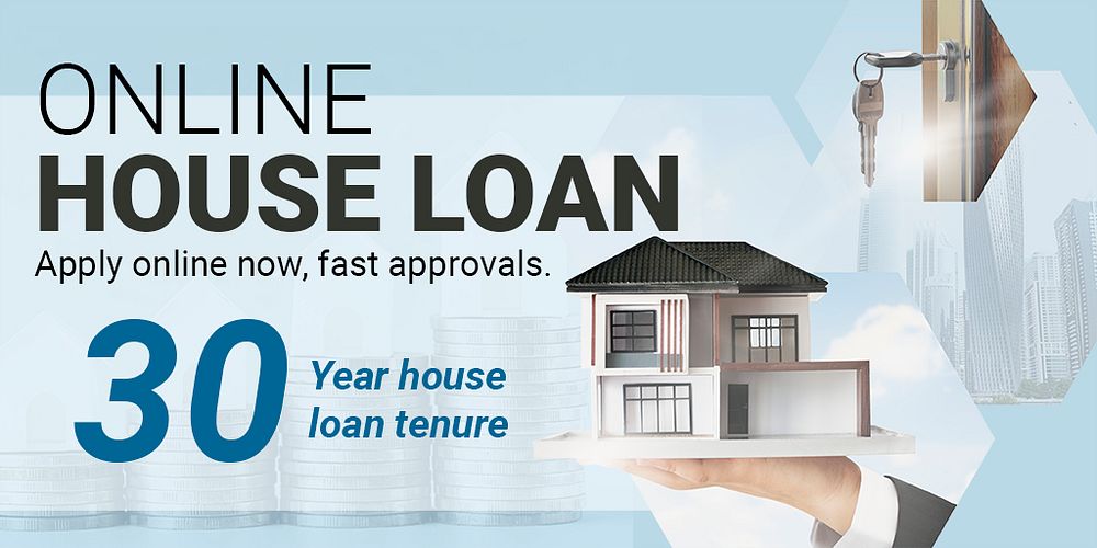 House loan Twitter ad template, editable text psd