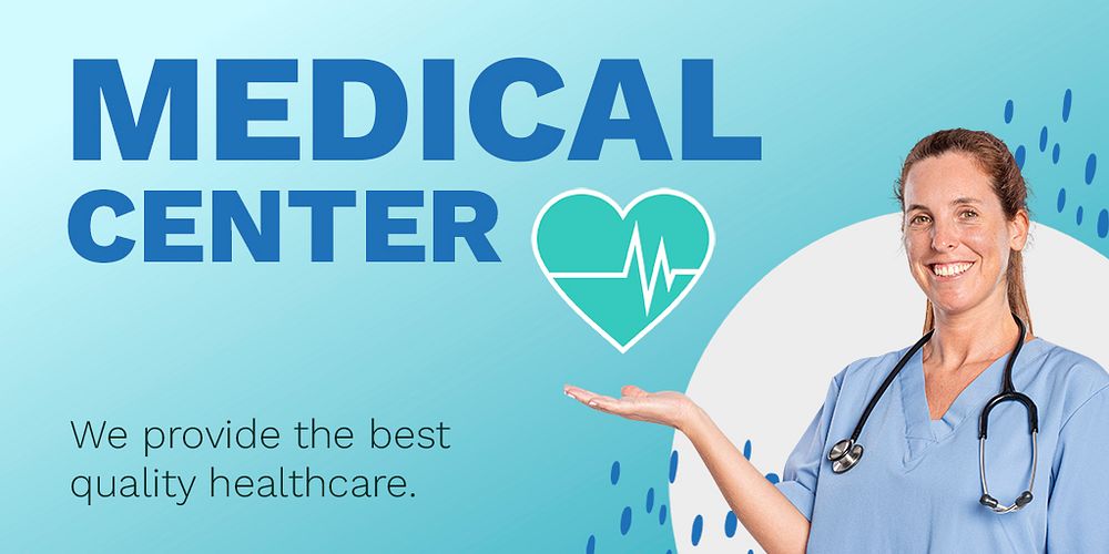 Medical center Twitter post template, healthcare campaign psd