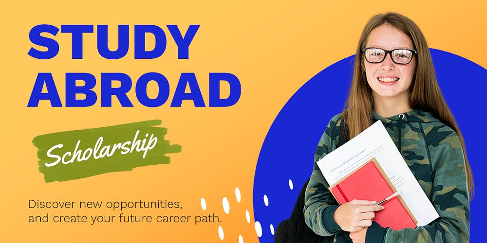 Study abroad Twitter post template, educational campaign psd
