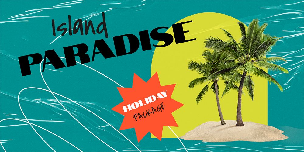 Island holiday  Twitter post template, travel ad psd
