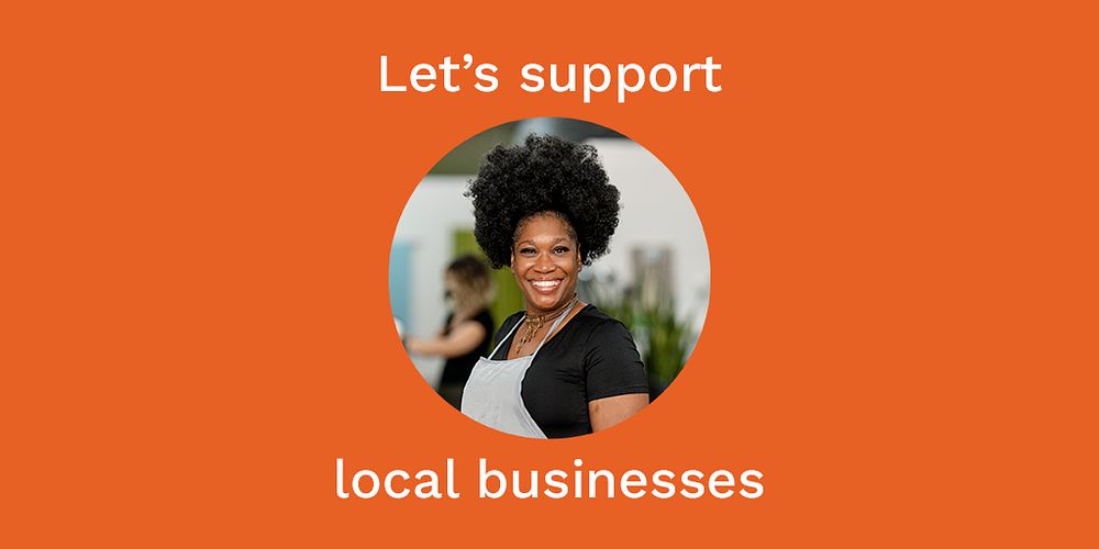 Local business Twitter post template, woman photo psd