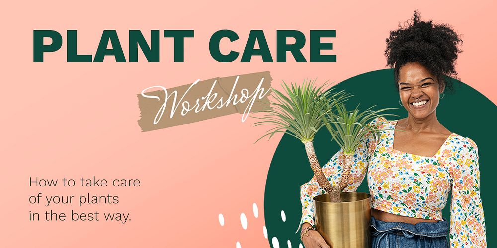 Plant workshop Twitter post template, gardening campaign psd
