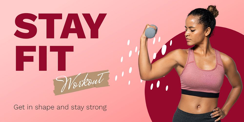 Exercising woman Twitter post template, fitness campaign psd