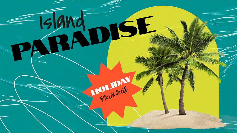 Island holiday presentation slide template, travel ad psd