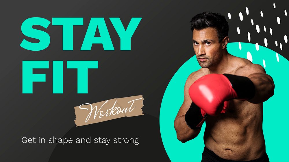 Exercising man PowerPoint presentation template, fitness campaign psd