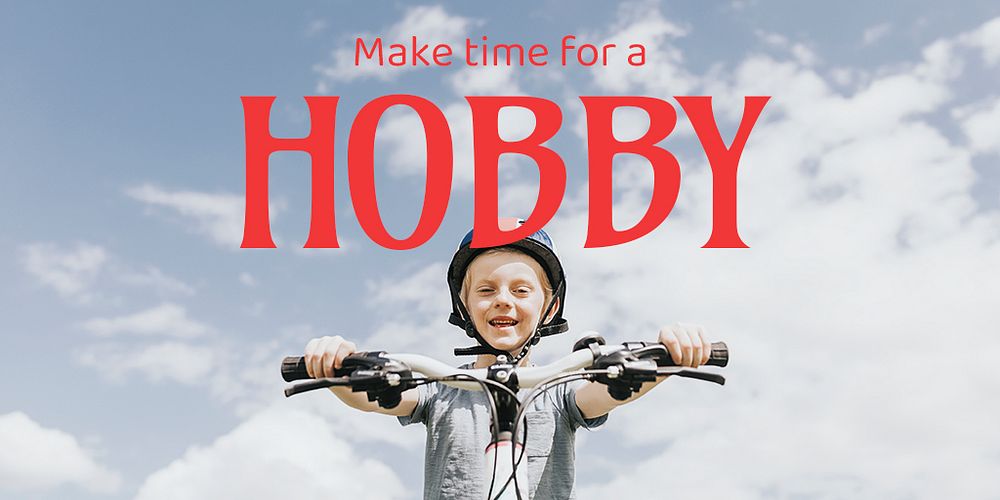 Biking hobby Twitter post template, kid design psd