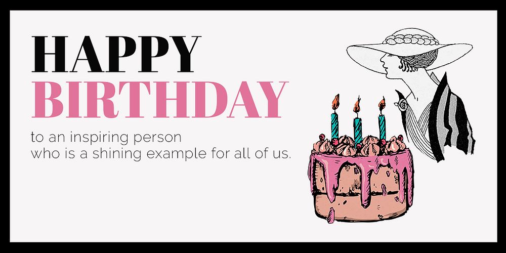 Vintage fashion Twitter post template, birthday greeting card psd
