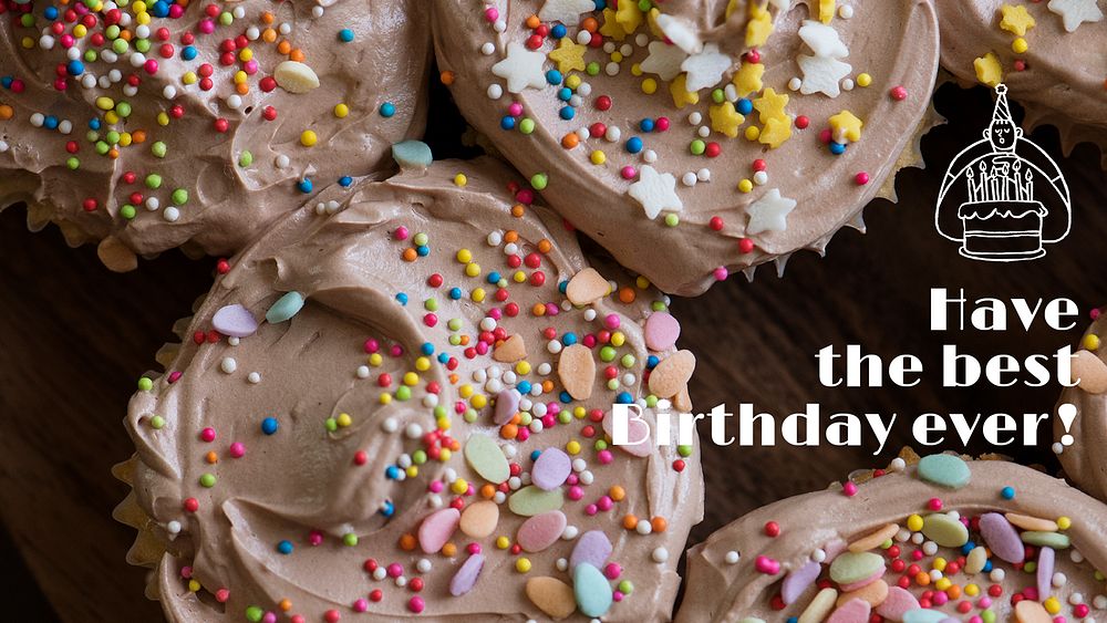 Birthday cupcakes blog banner template, food photo psd