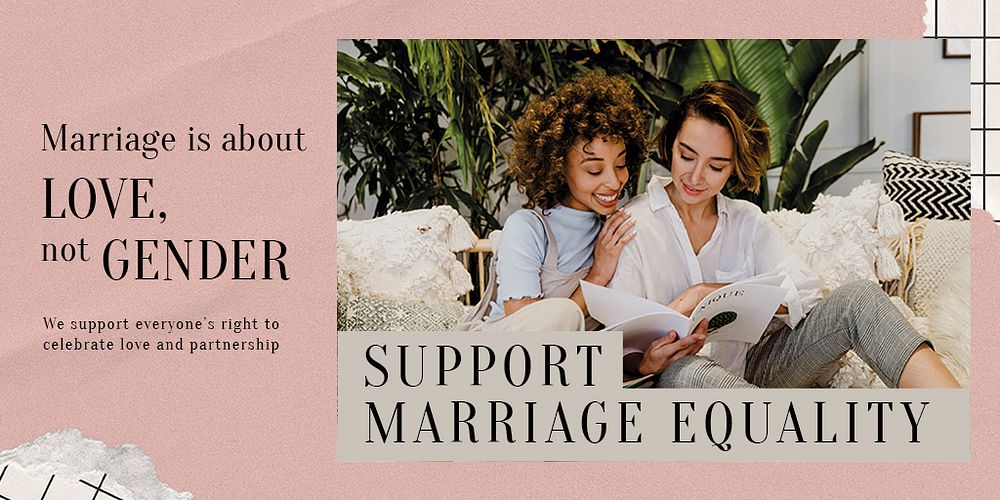 Marriage equality Twitter post template, Pride Month celebration psd