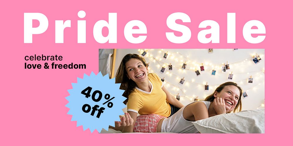 Pride sale Twitter post template, shopping ad campaign psd