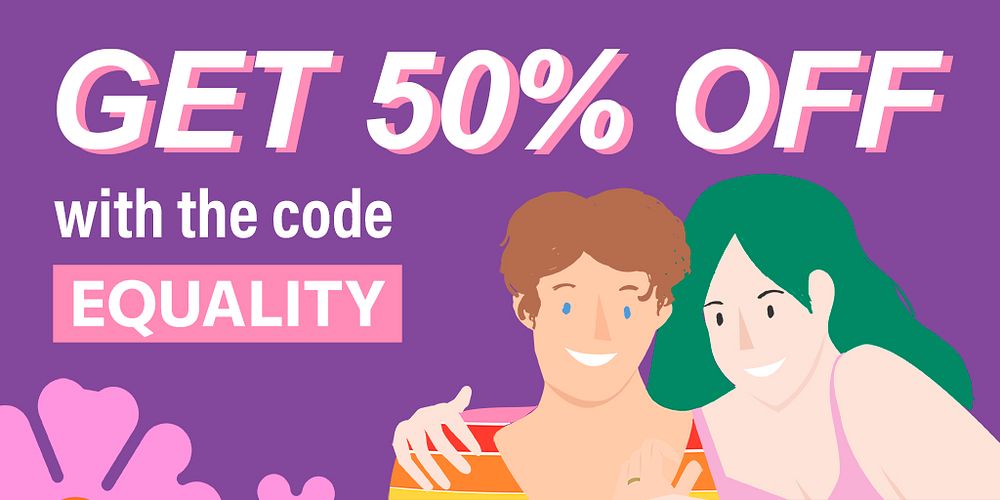 LGBTQ sale Twitter post template, shopping ad campaign psd
