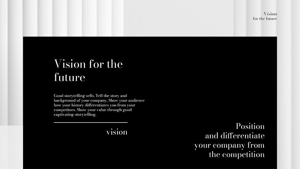 Business vision presentation editable template, black modern design psd