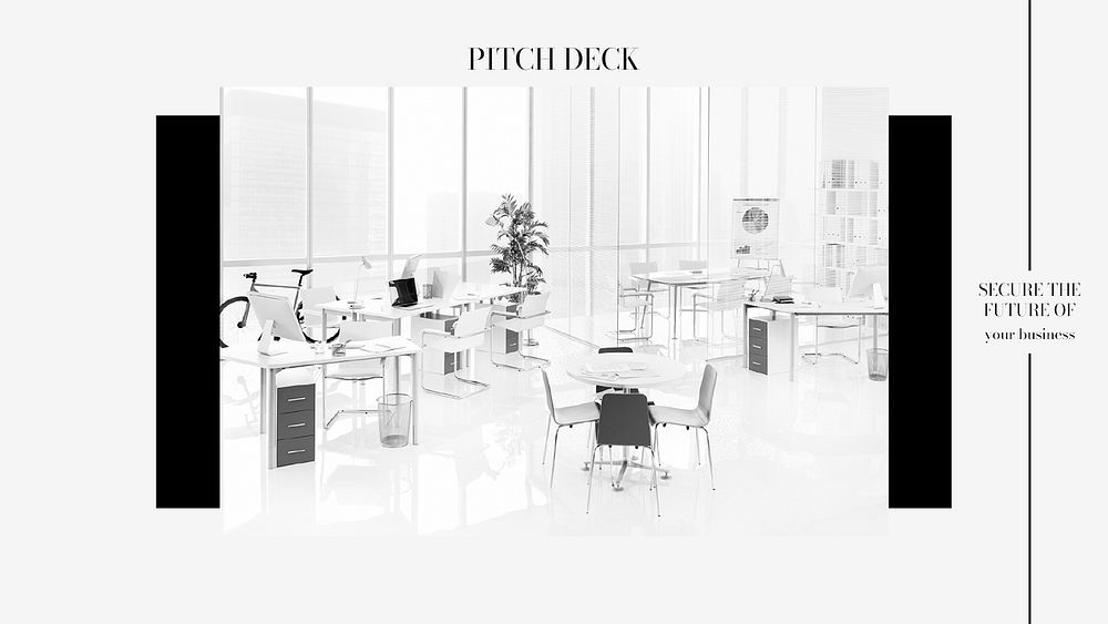 Pitch deck presentation editable template, office interior photo psd