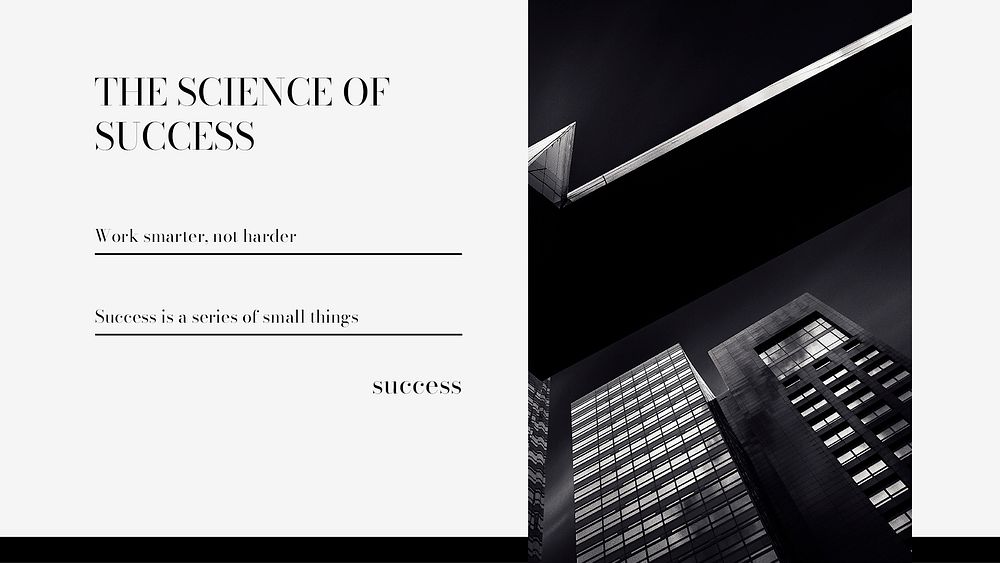 Business success PowerPoint template, black modern design psd