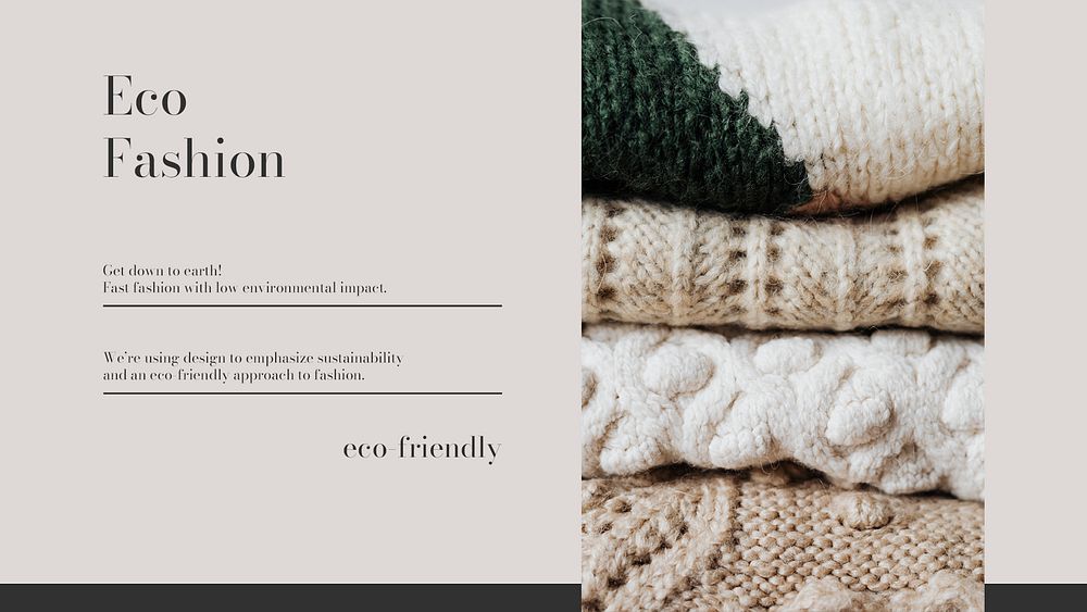 Eco fashion YouTube thumbnail template, sustainable apparel psd