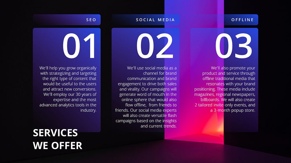 Neon infographic PowerPoint presentation template psd