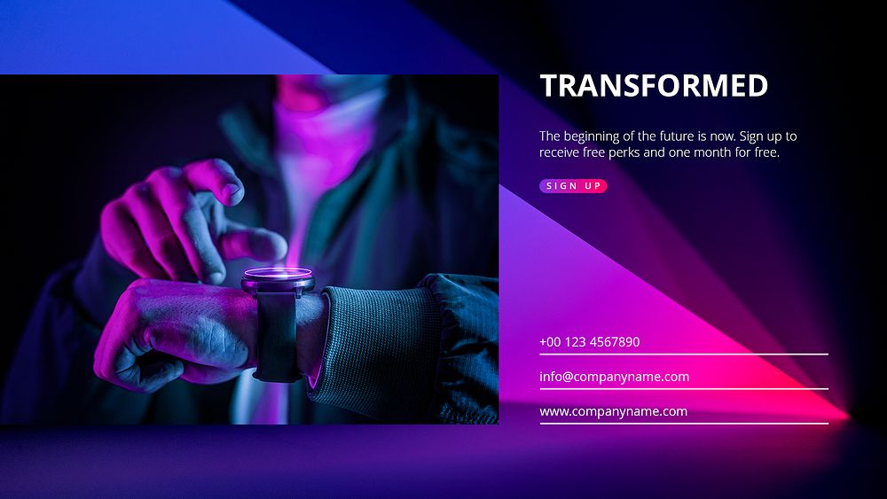 Digital transformation Facebook ad template, neon design psd