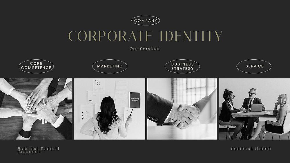 Corporate identity YouTube thumbnail template, business branding psd