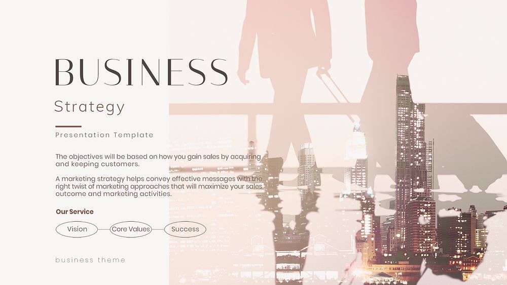 Business strategy presentation editable template, pink aesthetic psd