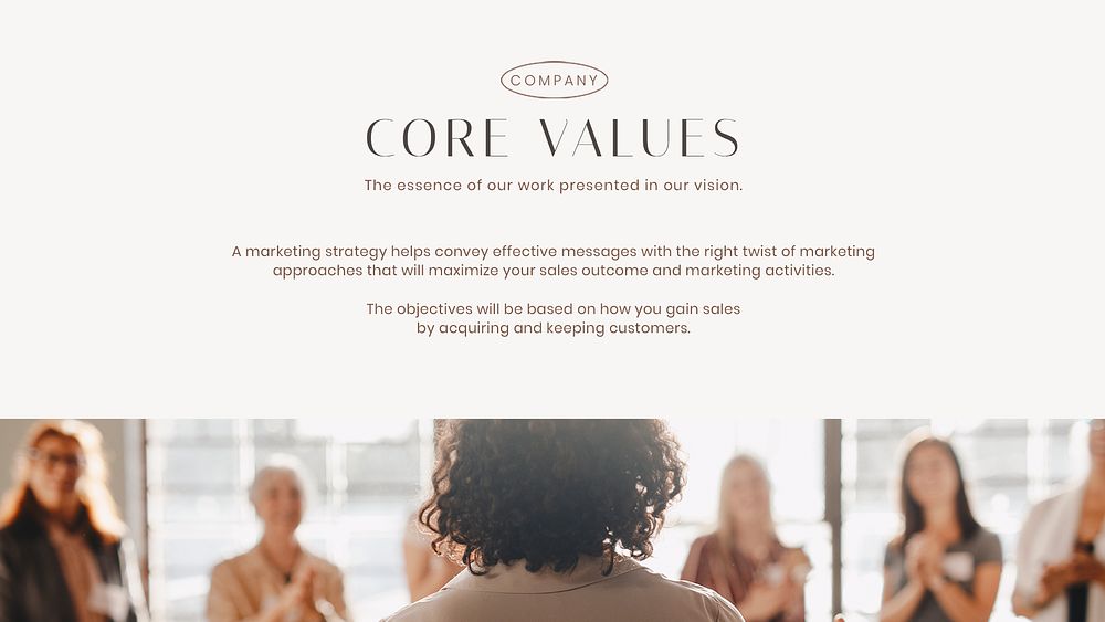 Business values presentation editable template, professional design psd