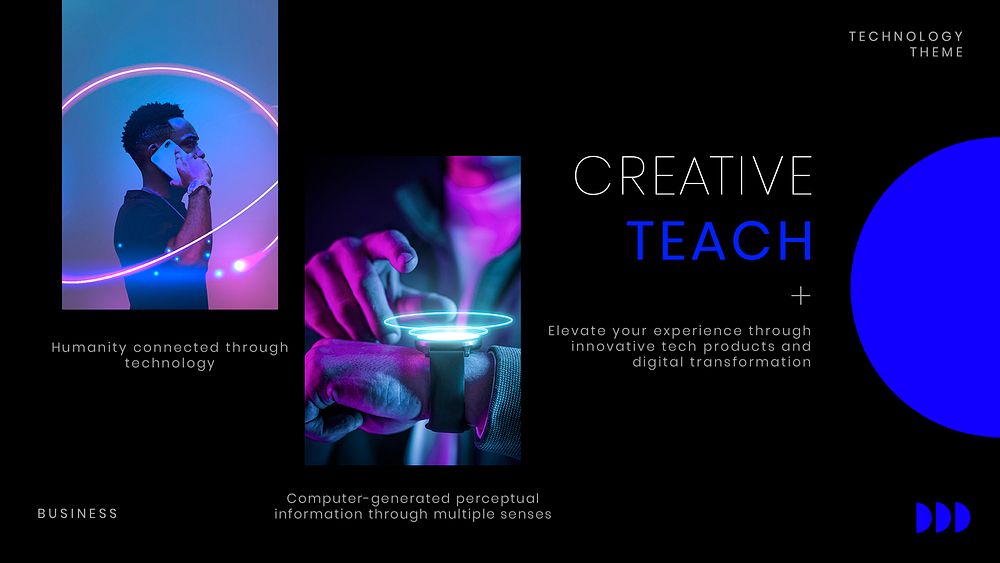 Creative teach Facebook ad template, neon design psd