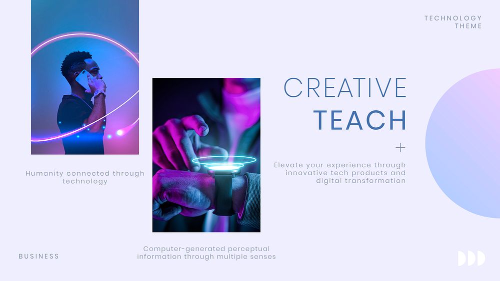 Creative teach YouTube thumbnail template, tech business psd