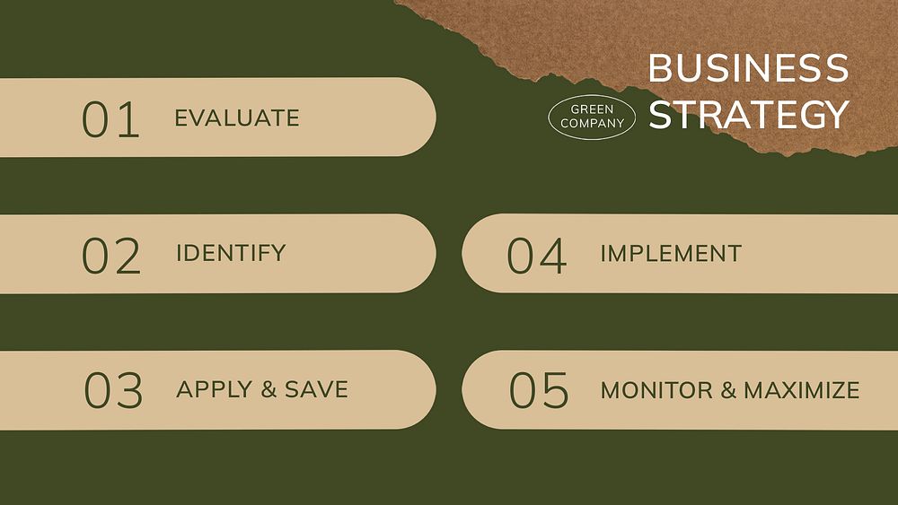 Business strategy presentation editable template, green environment design psd