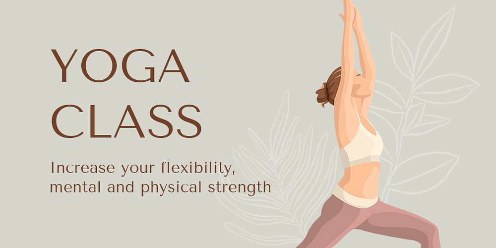 Yoga class Twitter post template, editable text psd