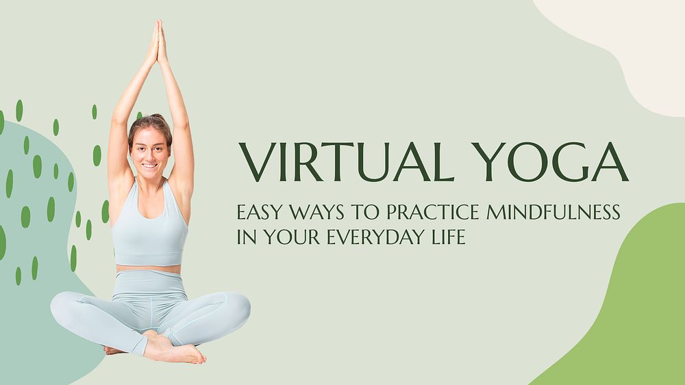 Virtual yoga Powerpoint presentation template, editable slide psd