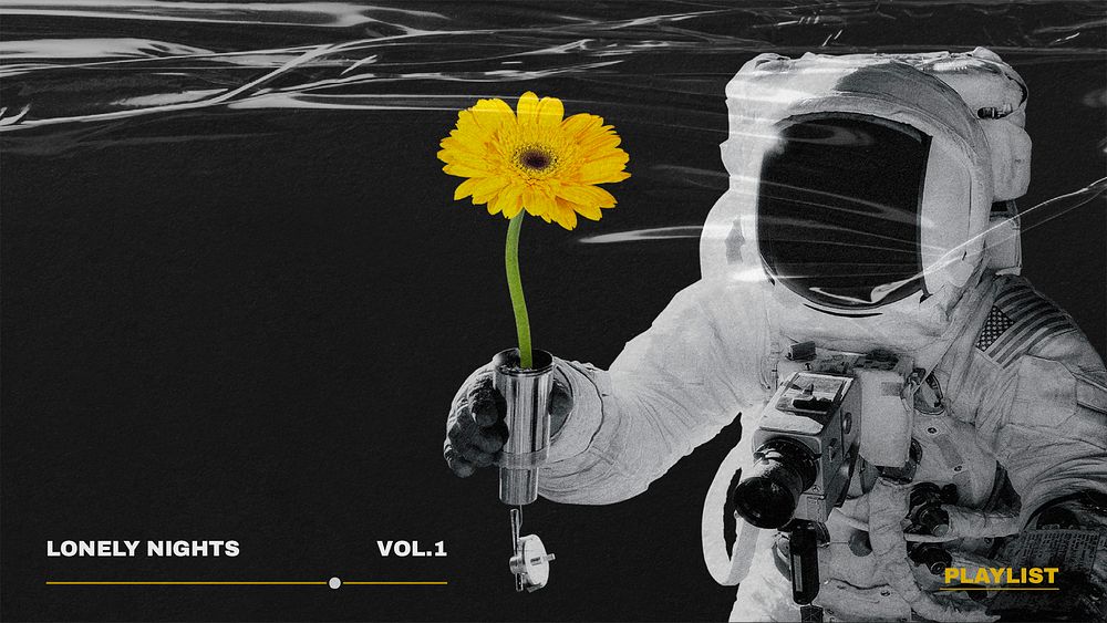 Astronaut music template, Facebook event cover, psd