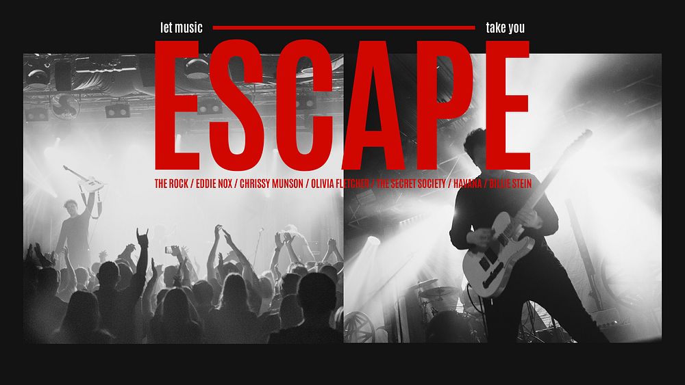 Rock music blog banner template, psd