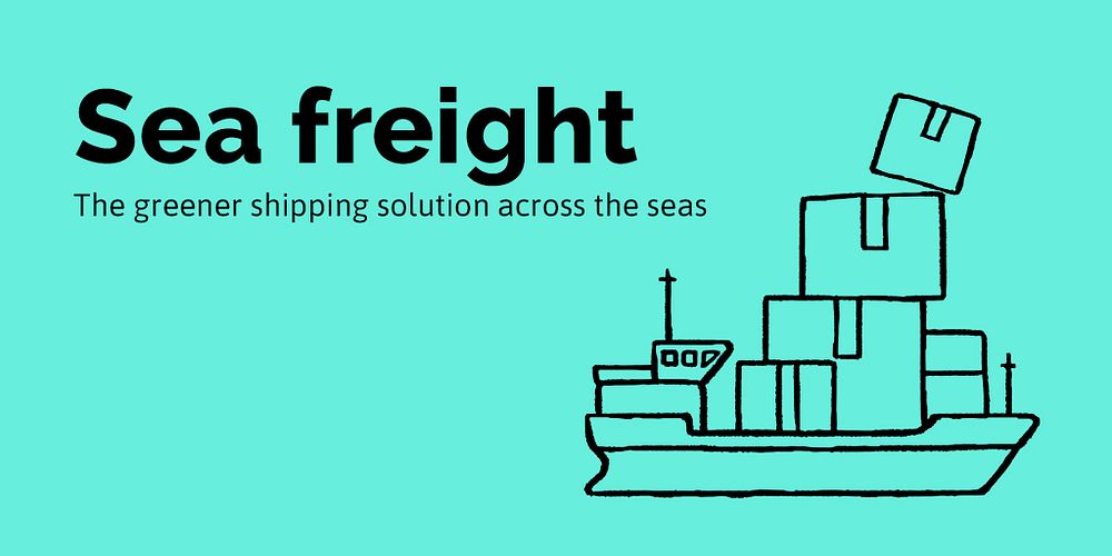 Sea freight Twitter post template, cute doodle psd